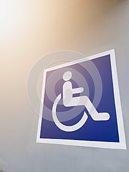 disabled sign for support wheelchair disabled people on gray background