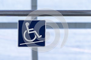 Disabled sign Tilted floor warning wheelchair care