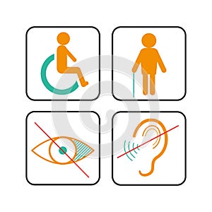 Disabled signs: deaf, blind, and wheelchair