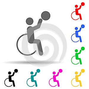 Disabled sport basketball sign multi color style icon. Simple glyph, flat vector of sport competition icons for ui and ux, website