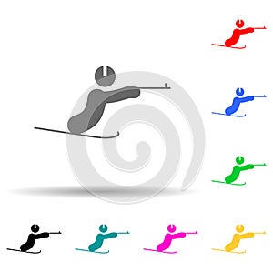 Disabled sport biathlon sign multi color style icon. Simple glyph, flat  of sport competition icons for ui and ux, website
