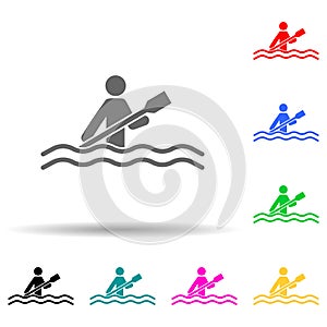 Disabled sport canoe sign multi color style icon. Simple glyph, flat vector of sport competition icons for ui and ux, website or