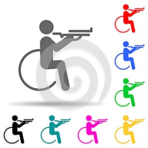 Disabled sport shooting sign multi color style icon. Simple glyph, flat vector of sport competition icons for ui and ux, website