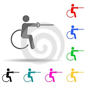 Disabled sport sword sign multi color style icon. Simple glyph, flat  of sport competition icons for ui and ux, website or