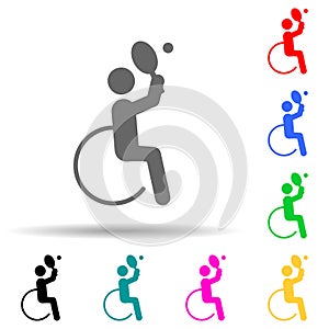 Disabled sport tennis sign multi color style icon. Simple glyph, flat vector of sport competition icons for ui and ux, website or