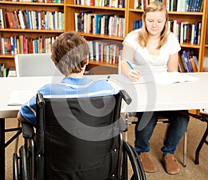 Disabled Student in Library