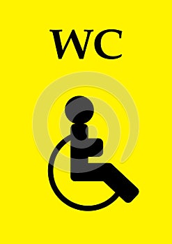 Disabled toilet sign template and text wc