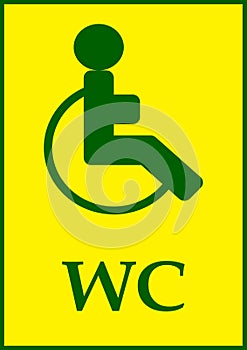 Disabled toilet sign template and text wc