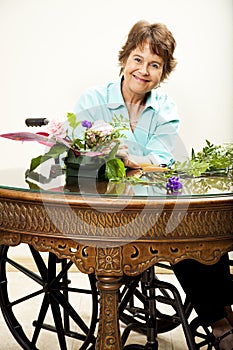Disabled Woman Arranging Flowers