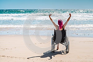 Disabled woman in the wheelchair