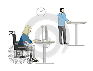 disabled woman on wheelchair working in office