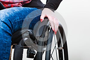 Disabled young girl on wheelchair.