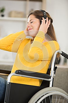 disabled young woman enjoys music