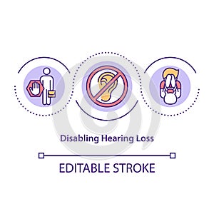 Disabling hearing loss concept icon