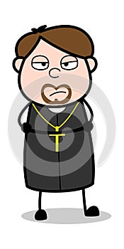 Disagree - Cartoon Priest Religious Vector Illustration
