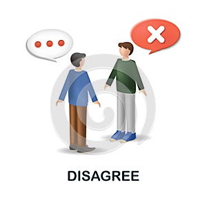 Disagree icon. 3d illustration from discussion collection. Creative Disagree 3d icon for web design, templates