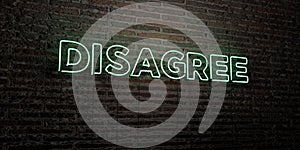 DISAGREE -Realistic Neon Sign on Brick Wall background - 3D rendered royalty free stock image