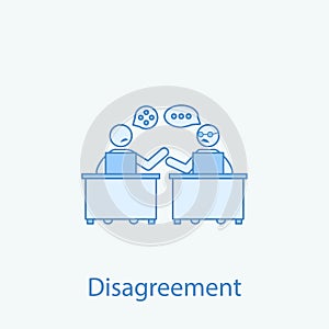 disagree on work 2 colored line icon. Simple colored element illustration. Outline symbol design from colleague and business partn