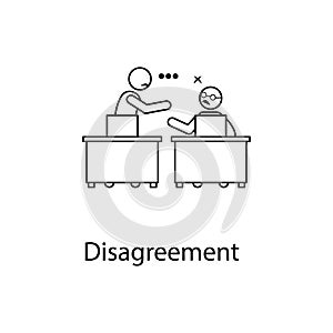 disagree on work illustration. Element of relationship with colleague mobile and web apps. Thin line disagree on work illustration