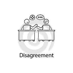 disagree on work illustration. Element of relationship with colleague mobile and web apps. Thin line disagree on work illustration