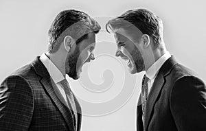 disagreed men business partners or colleague disputing aggressive and angry while conflict, rivalry