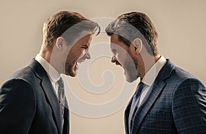 disagreed men business partners or colleague disputing aggressive and angry while conflict, rivalry
