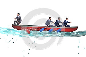 Disagreement concept with businessmen rowing in different direct