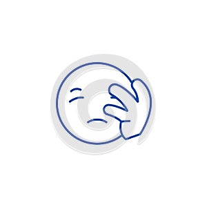 Disapointed emoji line icon concept. Disapointed emoji flat  vector symbol, sign, outline illustration.