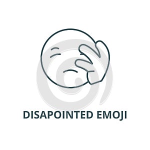 Disapointed emoji line icon, vector. Disapointed emoji outline sign, concept symbol, flat illustration