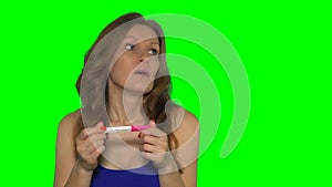 Disapointed sad woman girl with negative pregnancy test