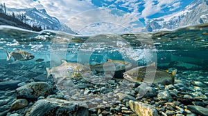 The disappearance of glaciers leads to a significant drop in water levels causing freshwater fish populations to decline photo