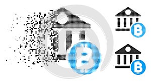Disappearing Dot Halftone Bitcoin Bank Icon