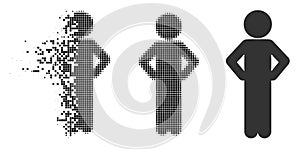 Disappearing Dot Halftone Child Akimbo Icon