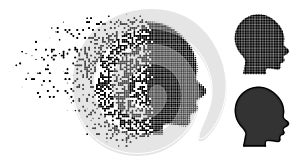 Disappearing Dotted Halftone Boy Head Icon