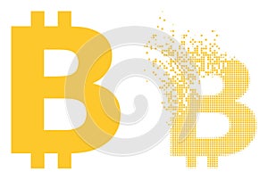 Disappearing Dotted and Original Bitcoin Symbol Icon