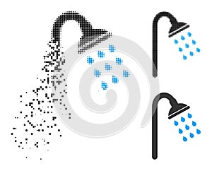 Disappearing and Halftone Pixel Shower Icon photo