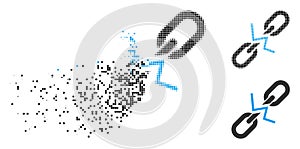 Disappearing Pixel Halftone Broken Chain Link Icon