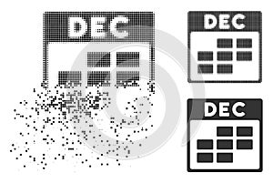 Disappearing Pixel Halftone December Calendar Grid Icon