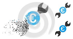 Disappearing Pixel Halftone Euro Wrench Icon