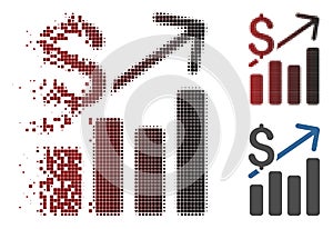 Disappearing Pixel Halftone Financial Chart Icon