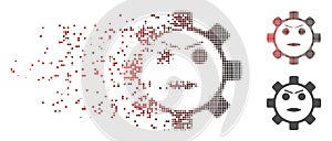 Disappearing Pixel Halftone Gear Angry Smiley Icon