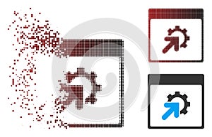 Disappearing Pixel Halftone Gear Integration Calendar Page Icon