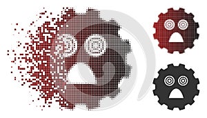 Disappearing Pixelated Halftone Afraid Smiley Gear Icon