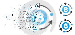 Disappearing Pixelated Halftone Bitcoin Rotation Arrows Icon