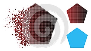 Disappearing Pixelated Halftone Filled Pentagon Icon