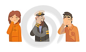 Disappointed Man and Woman Covering His Face with Hand Displaying Frustration and Embarrassment Vector Set