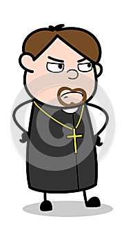 Disappointment - Cartoon Priest Religious Vector Illustration