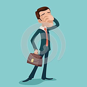 Disappointment Frustration Facepalm Businessman Cartoon Character Icon Retro Cartoon Design Vector Illustration