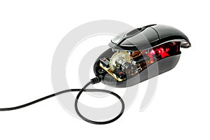 Disassemble computer optical mouse .