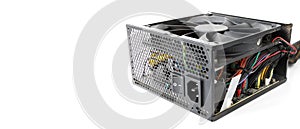 disassembled Computer Power Supply Unit with copy space